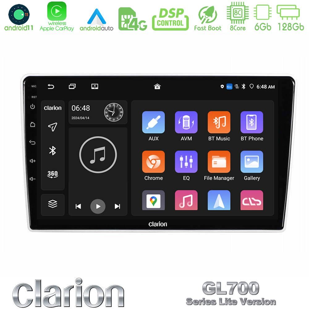 Clarion GL700 Lite Series Kia Sportage 2005-2008 8Core Android11 6+128GB Navigation Multimedia Tablet 9″ Με Carplay & Android Auto Με Carplay & Android Auto