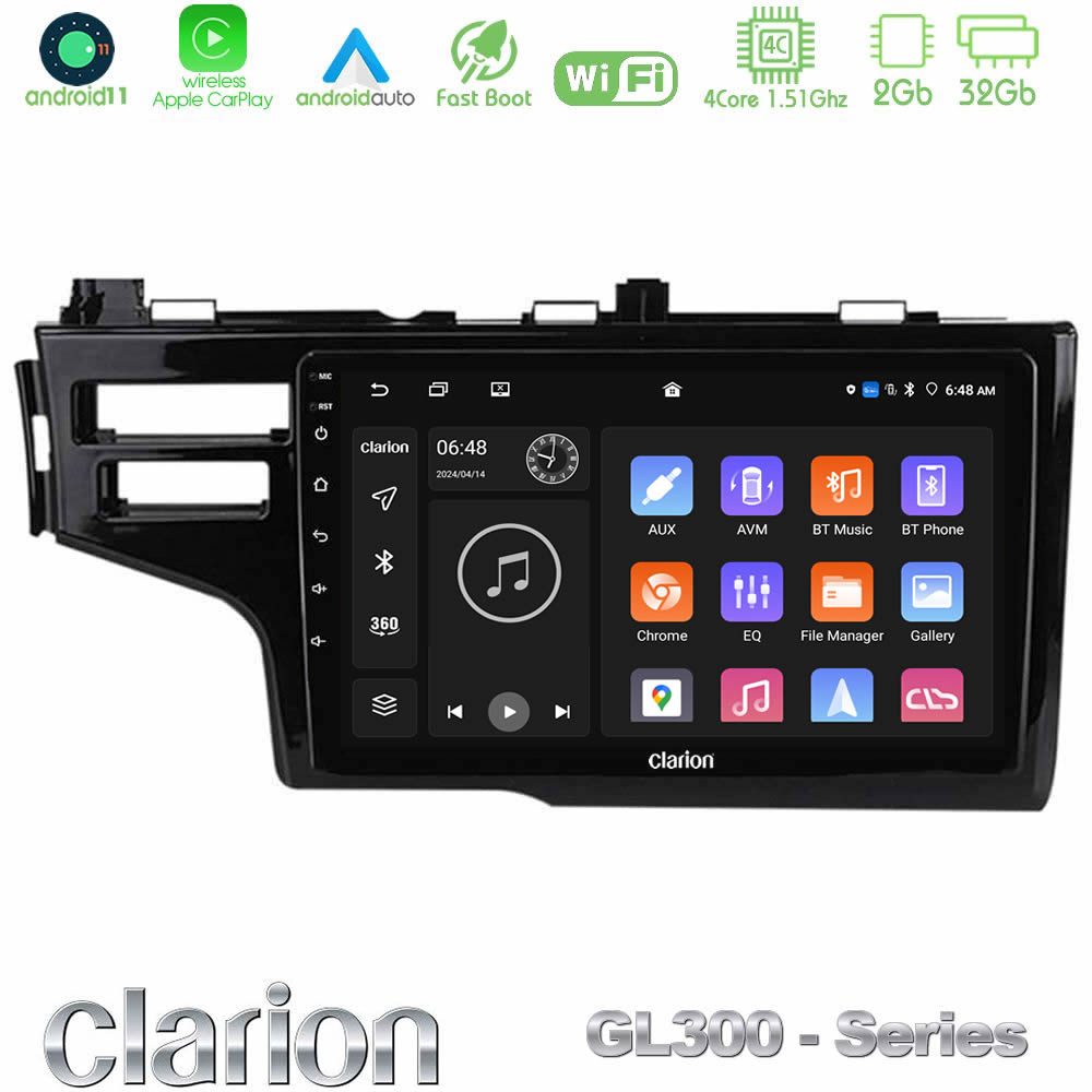 Clarion GL300 Series 4Core Android11 2+32GB Honda Jazz 2013-2020 Navigation Multimedia Tablet 9" Με Carplay & Android Auto