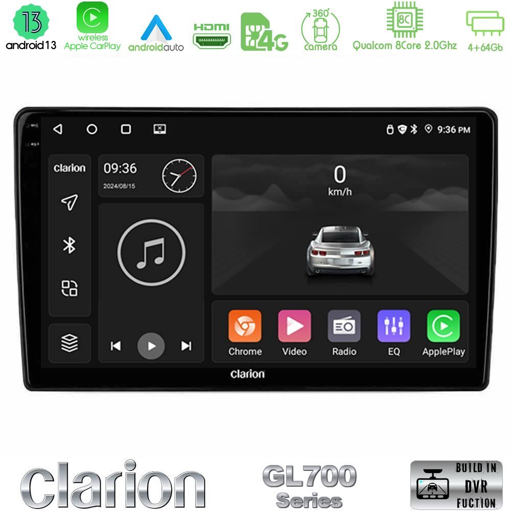 Clarion GL700 Series Alfa Romeo Giulietta 2014-2021 8Core Android11 4+64GB Navigation Multimedia Tablet 9″ Με Carplay & Android Auto Με Carplay & Android Auto