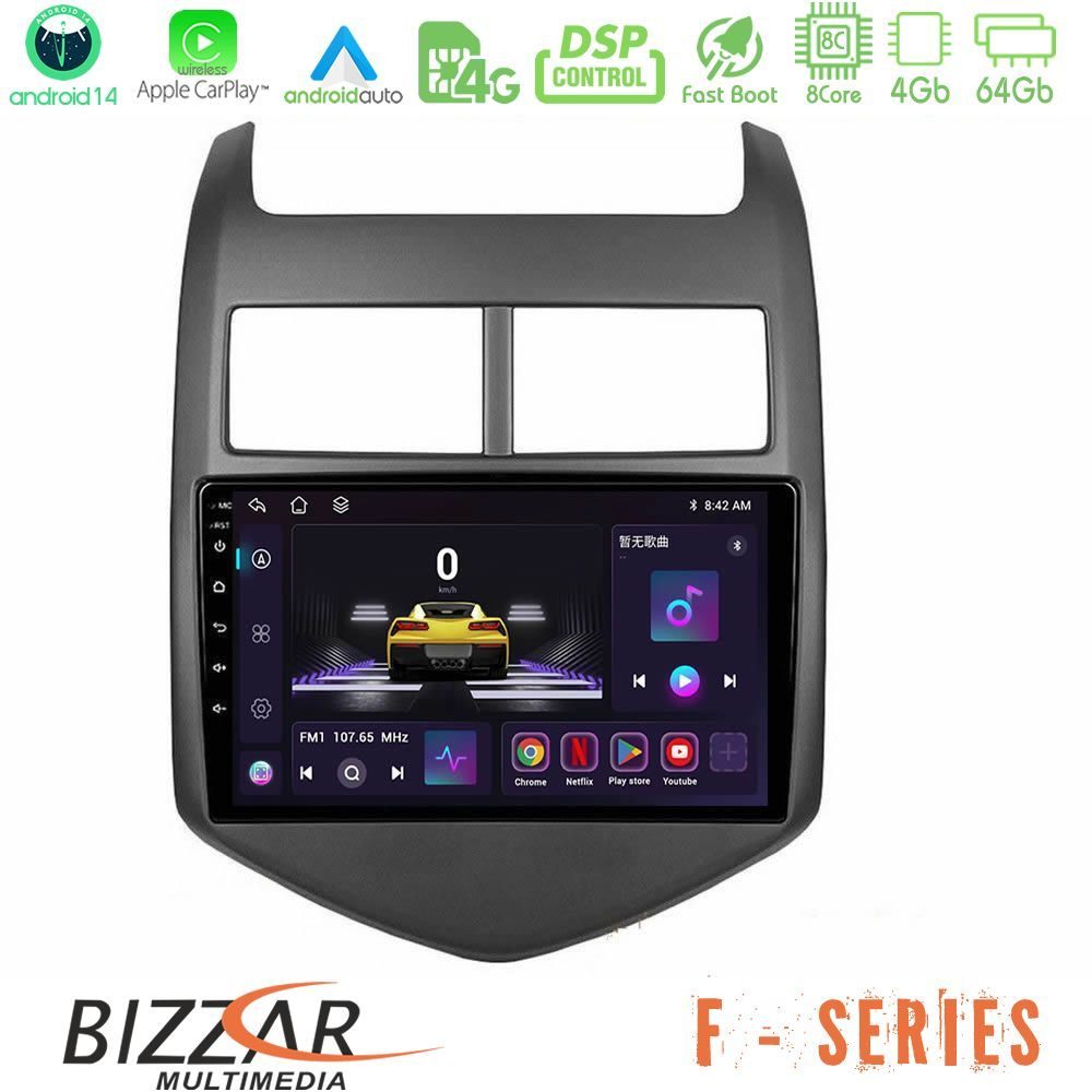Bizzar F Series 8Core Android14 4+64GB  Chevrolet Aveo 2011-2017 Navigation Multimedia Tablet 9" Με Carplay & Android Auto