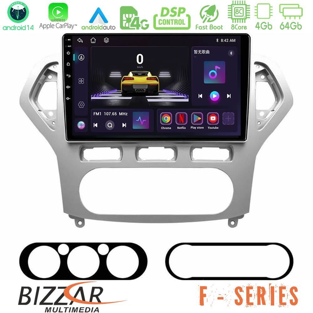 Bizzar F Series 8Core Android14 4+64GB  Ford Mondeo 2007-2010 AUTO A/C Navigation Multimedia Tablet 9" Με Carplay & Android Auto