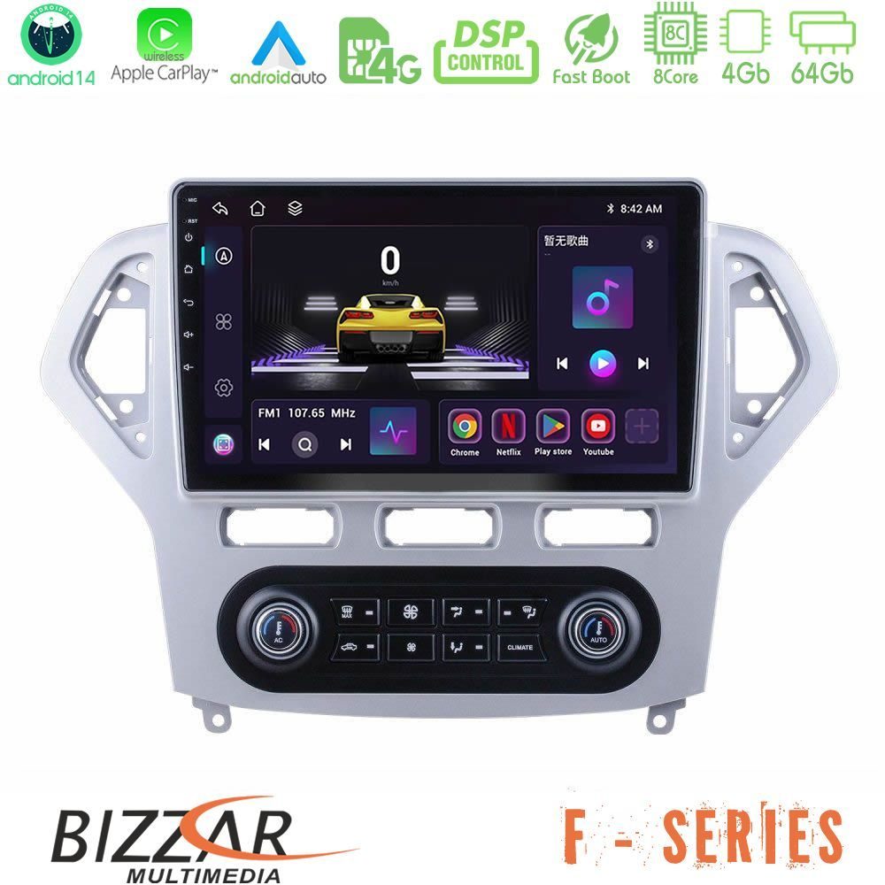 Bizzar F Series 8Core Android14 4+64GB  Ford Mondeo 2007-2011 (Auto A/C) Navigation Multimedia Tablet 9" Με Carplay & Android Auto