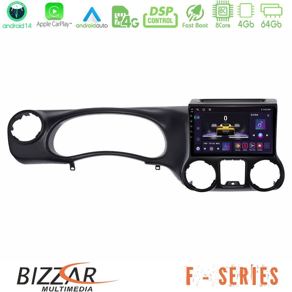 Bizzar F Series 8Core Android14 4+64GB  Jeep Wrangler 2011-2014 Navigation Multimedia Tablet 9" Με Carplay & Android Auto
