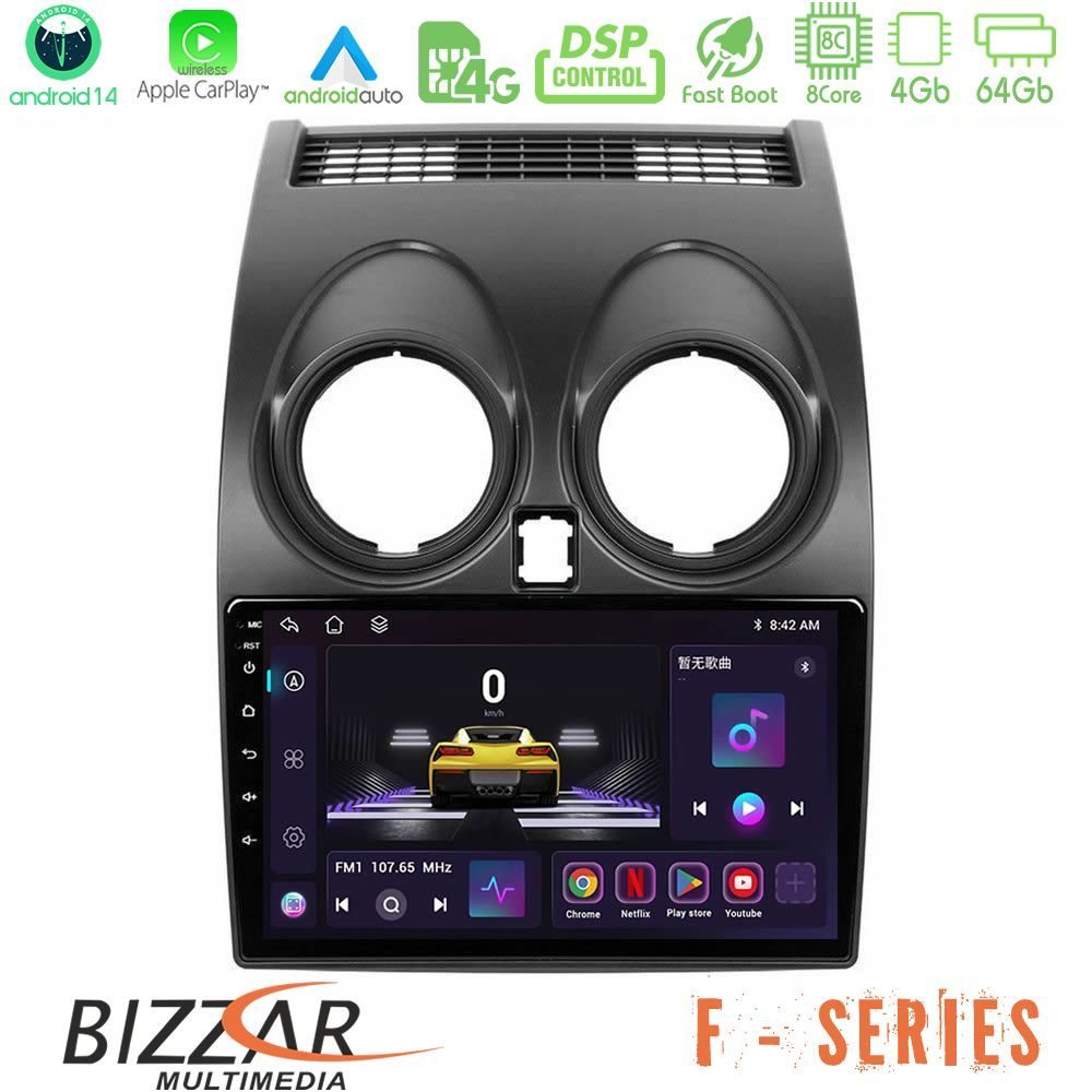 Bizzar F Series 8Core Android14 4+64GB  Nissan Qashqai J10 Navigation Multimedia Tablet 9" Με Carplay & Android Auto