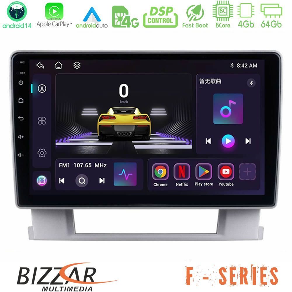 Bizzar F Series 8Core Android14 4+64GB  Opel Astra J 2010-2014 Navigation Multimedia Tablet 9" Με Carplay & Android Auto