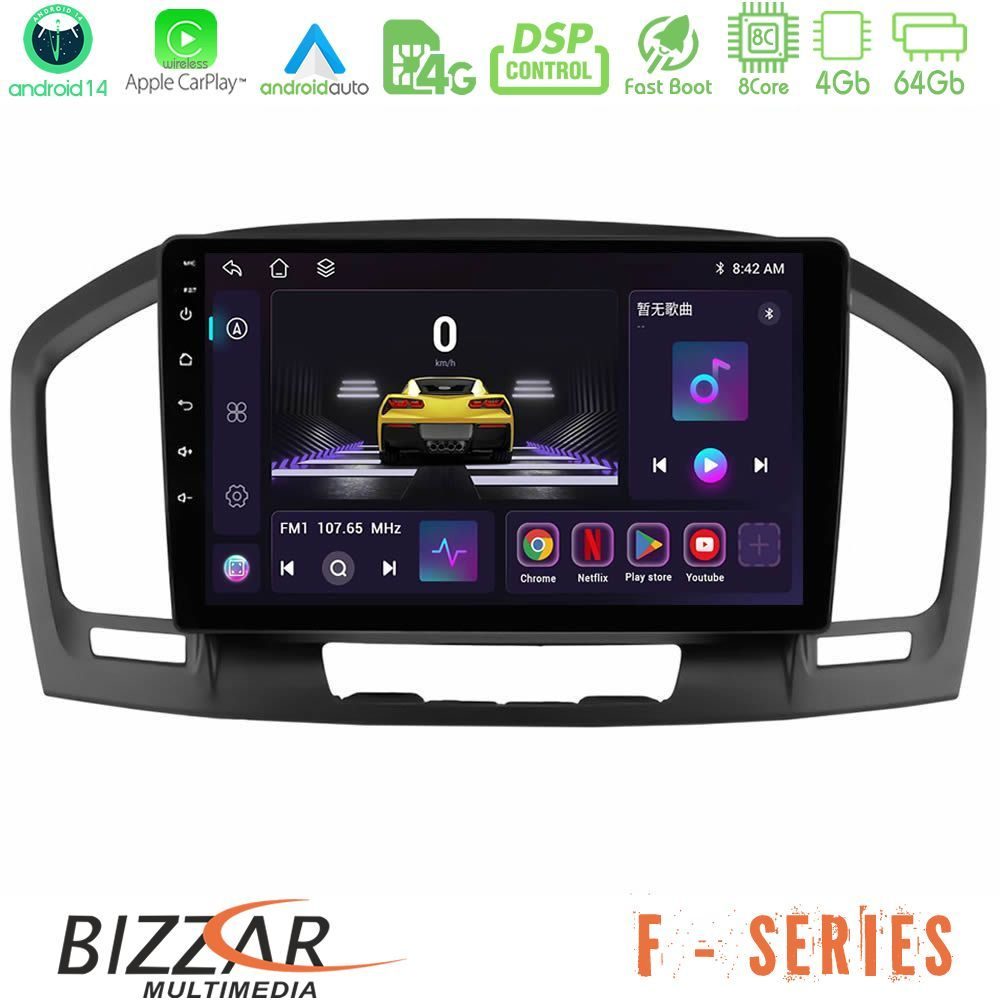 Bizzar F Series 8Core Android14 4+64GB  Opel Insignia 2008-2013 Navigation Multimedia Tablet 9" Με Carplay & Android Auto