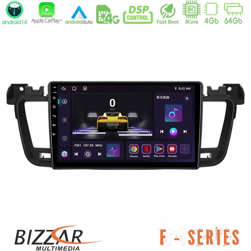 Bizzar F Series 8Core Android14 4+64GB  Peugeot 508 2010-2018 Navigation Multimedia Tablet 9" Με Carplay & Android Auto
