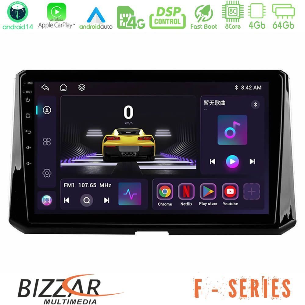 Bizzar F Series 8Core Android14 4+64GB  Toyota Corolla 2019-2022 Navigation Multimedia Tablet 9" Με Carplay & Android Auto