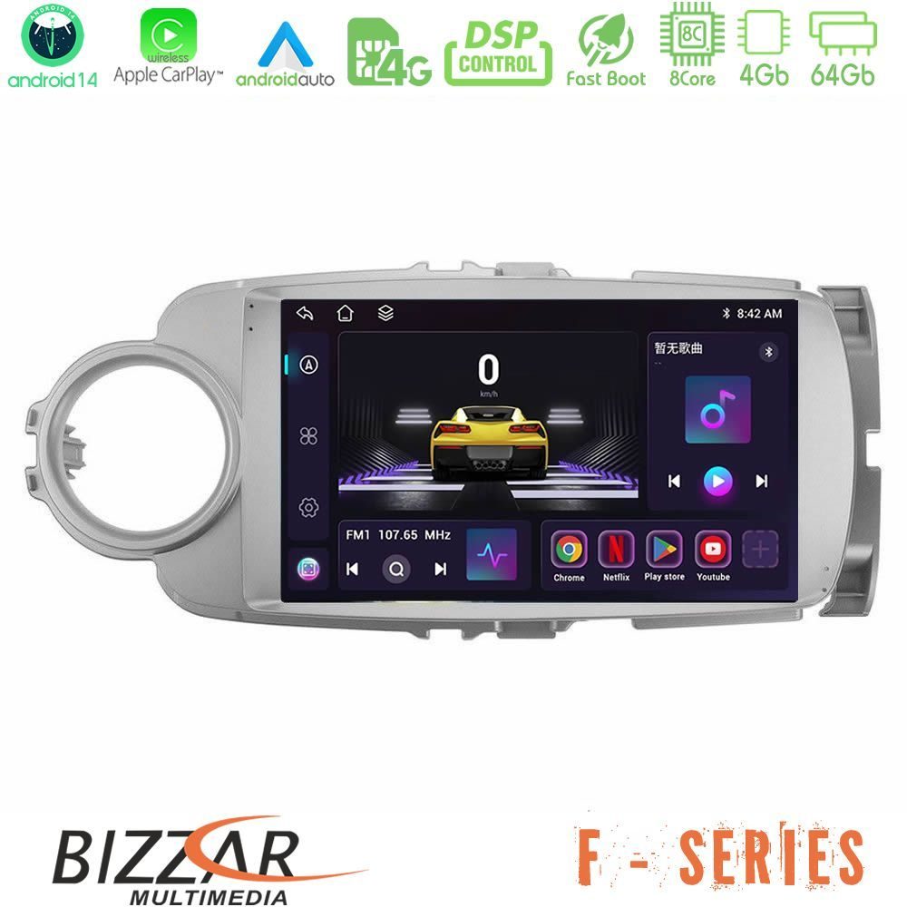 Bizzar F Series 8Core Android14 4+64GB  Toyota Yaris Navigation Multimedia Tablet 9" Με Carplay & Android Auto