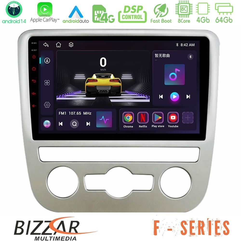 Bizzar F Series 8Core Android14 4+64GB  VW Scirocco 2008 – 2014 Navigation Multimedia Tablet 9" Με Carplay & Android Auto