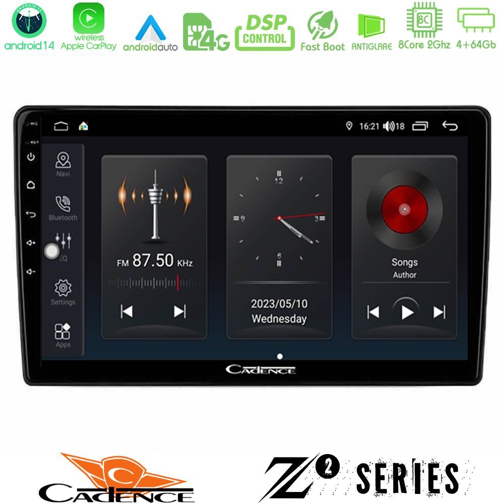 Cadence Z2 Series 8Core Android14 4+64GB  Alfa Romeo 159/Brera/Spider Navigation Multimedia Tablet 9"  Με Carplay & Android Auto