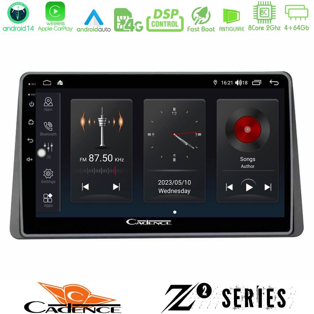 Cadence Z2 Series 8Core Android14 4+64GB  Dacia Duster 2022-> Navigation Multimedia Tablet 9" Με Carplay & Android Auto