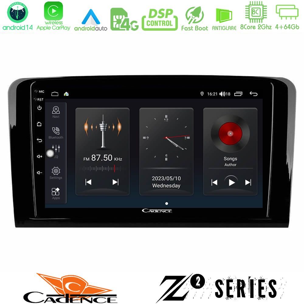 Cadence Z2 Series 8Core Android14 4+64GB  Mercedes ML/GL Class Navigation Multimedia Tablet 9" Με Carplay & Android Auto