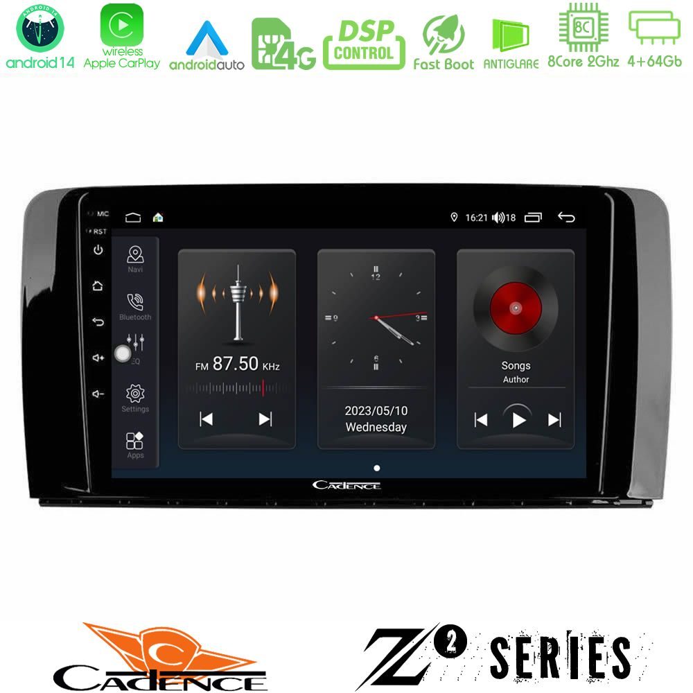 Cadence Z2 Series 8Core Android14 4+64GB  Mercedes R Class Navigation Multimedia Tablet 9" Με Carplay & Android Auto