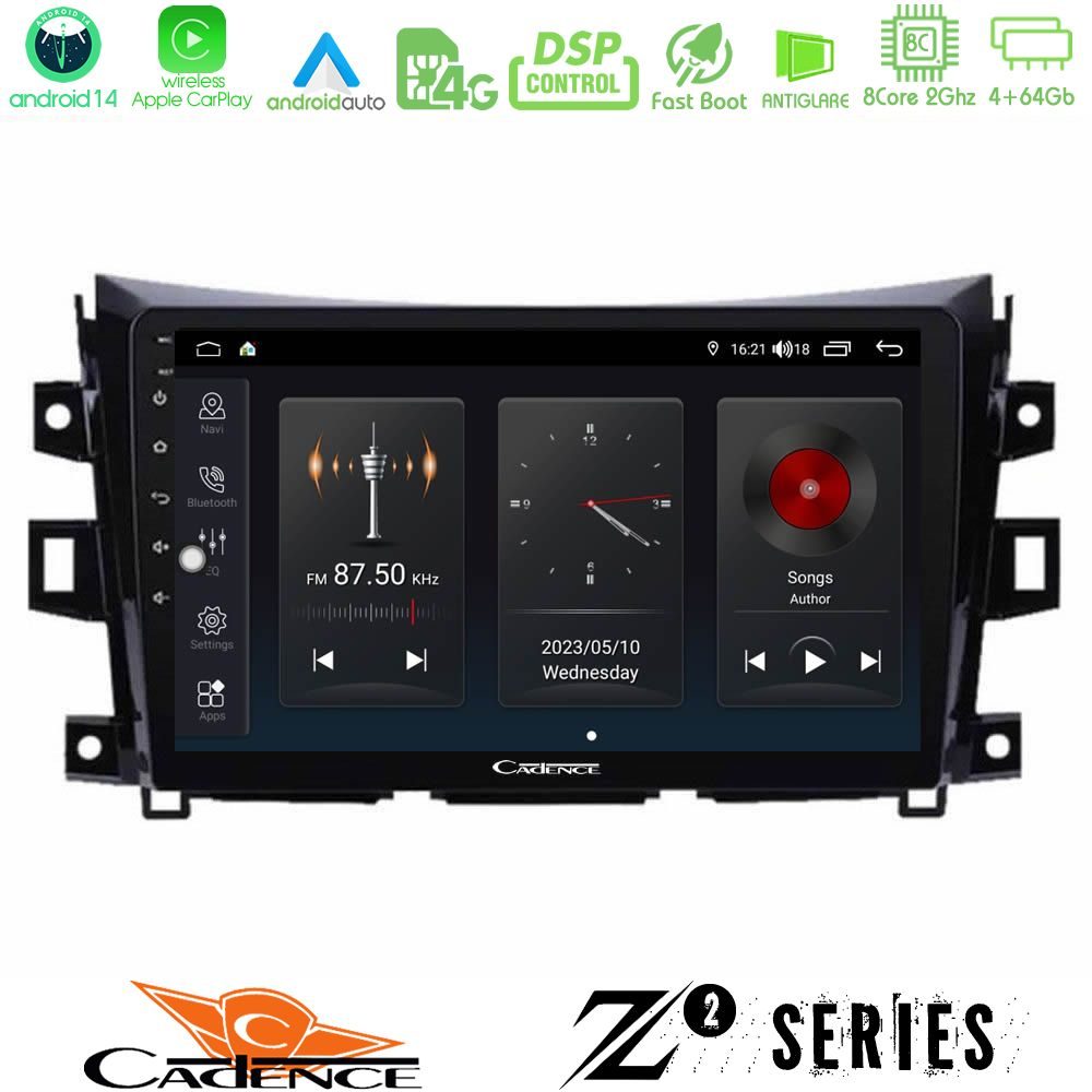 Cadence Z2 Series 8Core Android14 4+64GB  Nissan Navara NP300 Navigation Multimedia Tablet 9" Με Carplay & Android Auto