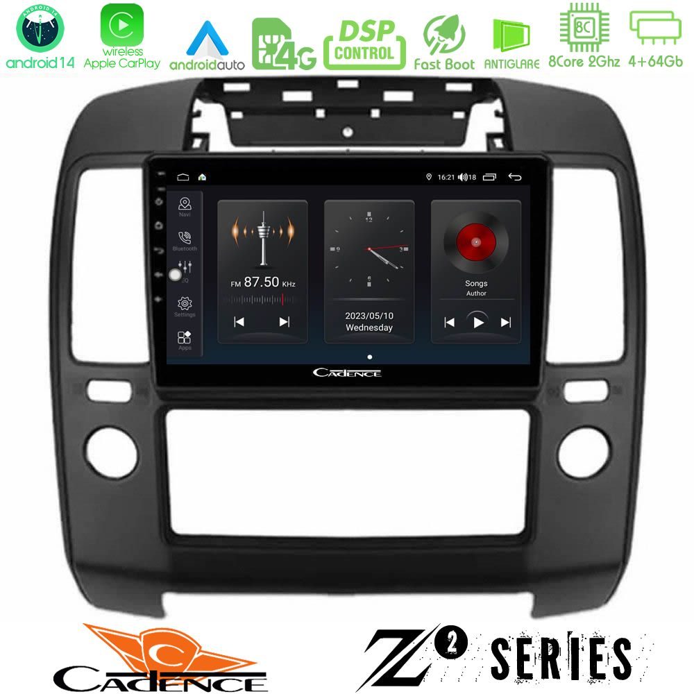Cadence Z2 Series 8Core Android14 4+64GB  Nissan Navara Navigation Multimedia Tablet 9" Με Carplay & Android Auto