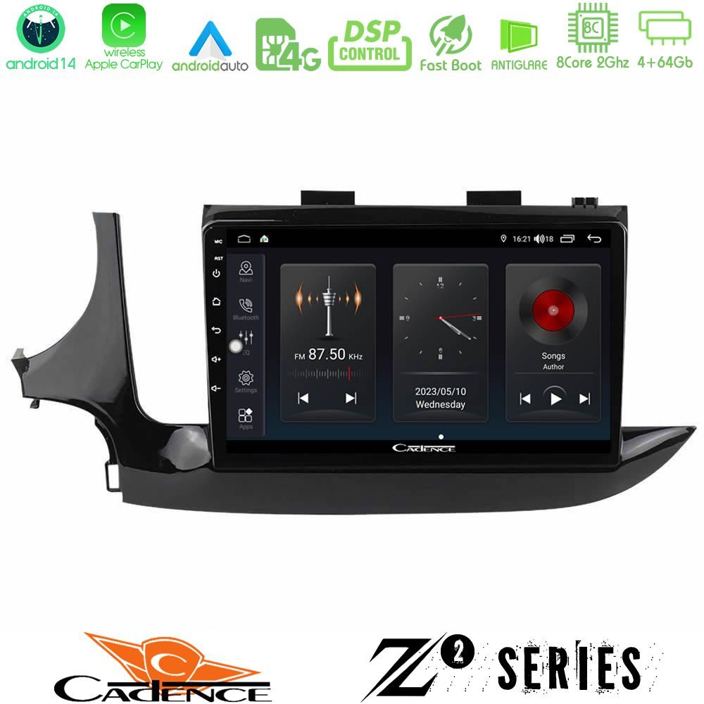 Cadence Z2 Series 8Core Android14 4+64GB  Opel Mokka 2016-2020 Navigation Multimedia Tablet 9" Με Carplay & Android Auto