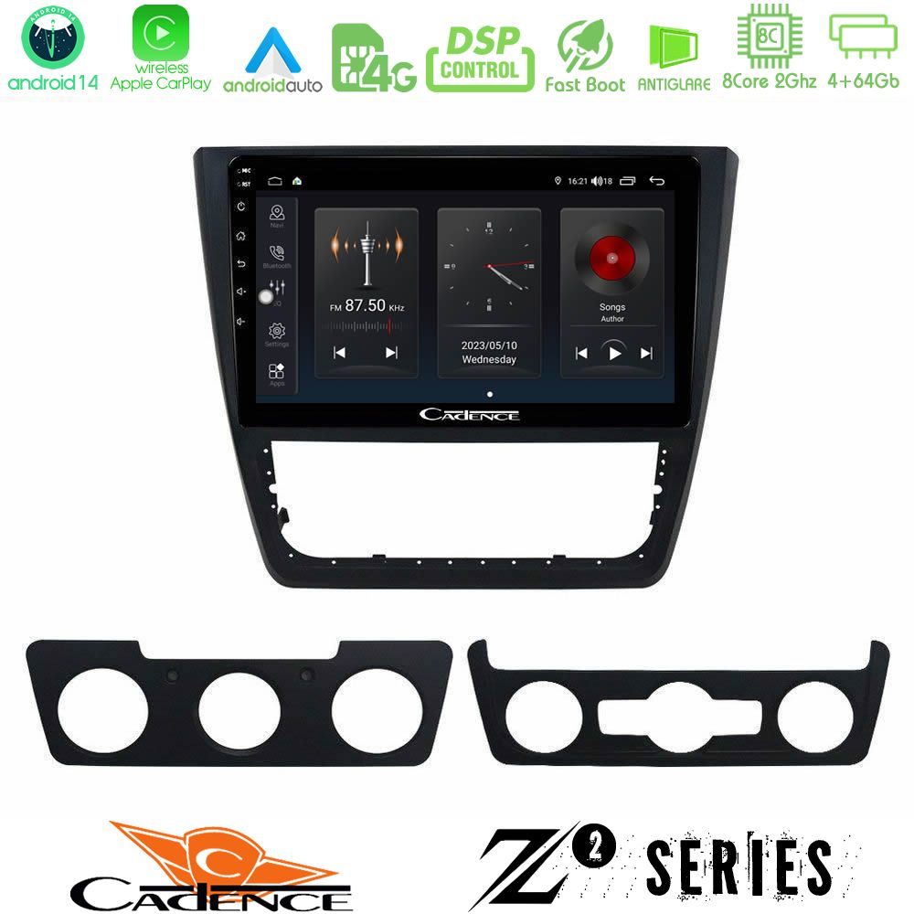 Cadence Z2 Series 8Core Android14 4+64GB  Skoda Yeti 2009-> Navigation Multimedia Tablet 10" Με Carplay & Android Auto