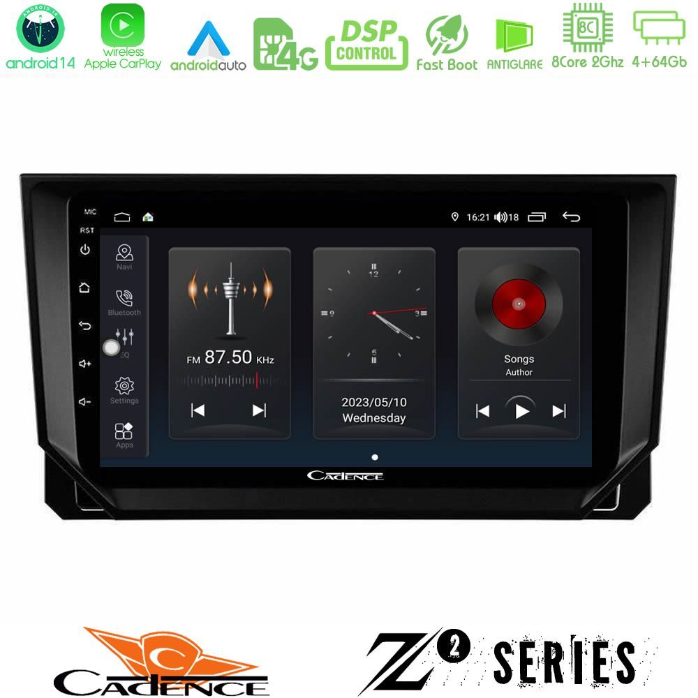 Cadence Z2 Series 8Core Android14 4+64GB  Seat Arona/Ibiza Navigation Multimedia Tablet 9" Με Carplay & Android Auto