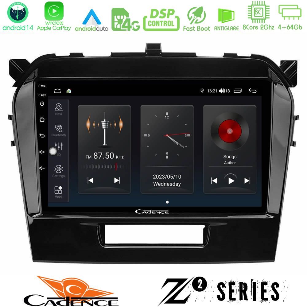 Cadence Z2 Series 8Core Android14 4+64GB  Suzuki Vitara 2015-2021 Navigation Multimedia Tablet 9" Με Carplay & Android Auto
