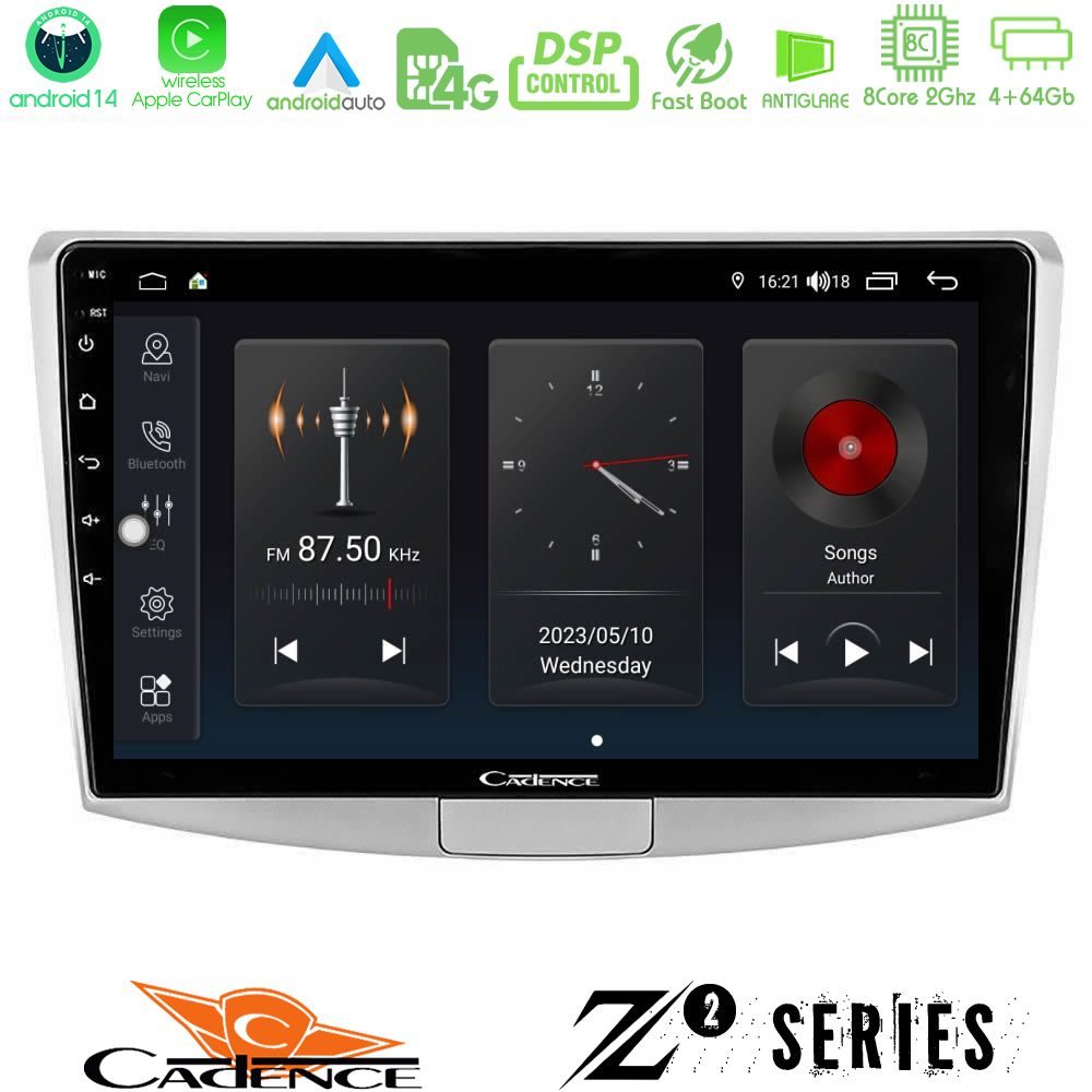 Cadence Z2 Series 8Core Android14 4+64GB  VW Passat Navigation Multimedia Tablet 10" Με Carplay & Android Auto