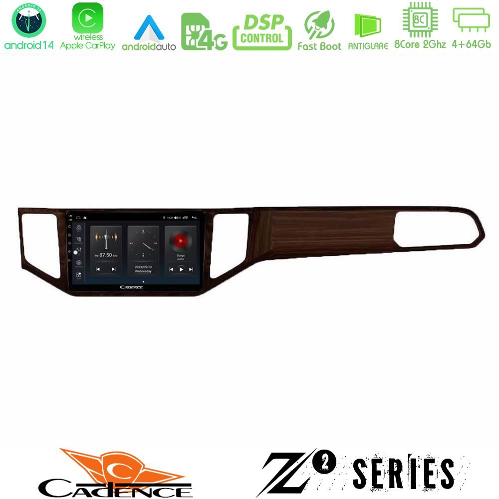 Cadence Z2 Series 8Core Android14 4+64GB  VW Sportsvan 2014-2020 Navigation Multimedia Tablet 9" (Ξύλινη απόχρωση) Με Carplay & Android Auto
