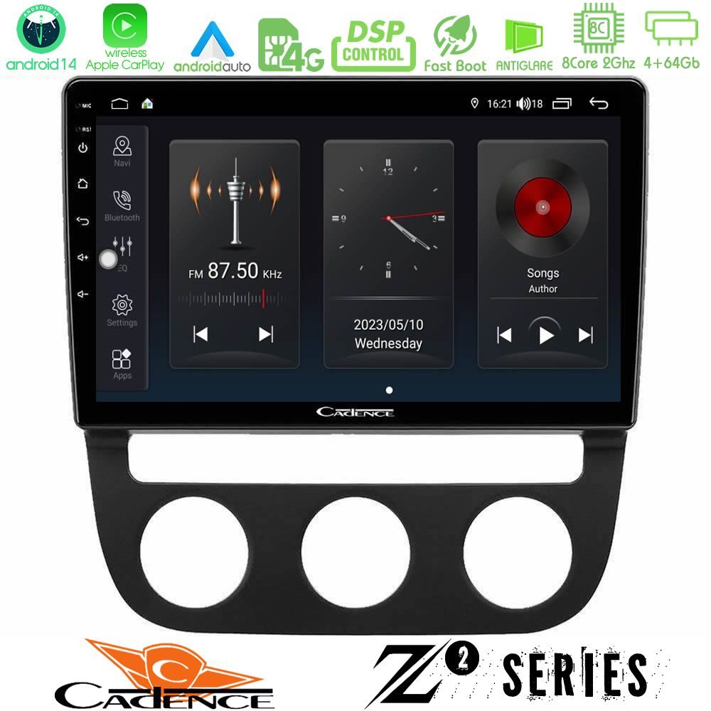 Cadence Z2 Series 8Core Android14 4+64GB  VW Jetta Navigation Multimedia Tablet 10" Με Carplay & Android Auto
