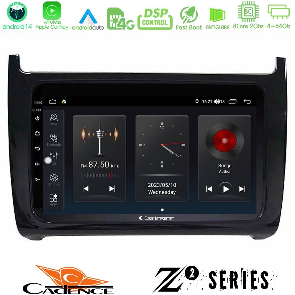Cadence Z2 Series 8Core Android14 4+64GB  Vw Polo Navigation Multimedia Tablet 9" Με Carplay & Android Auto