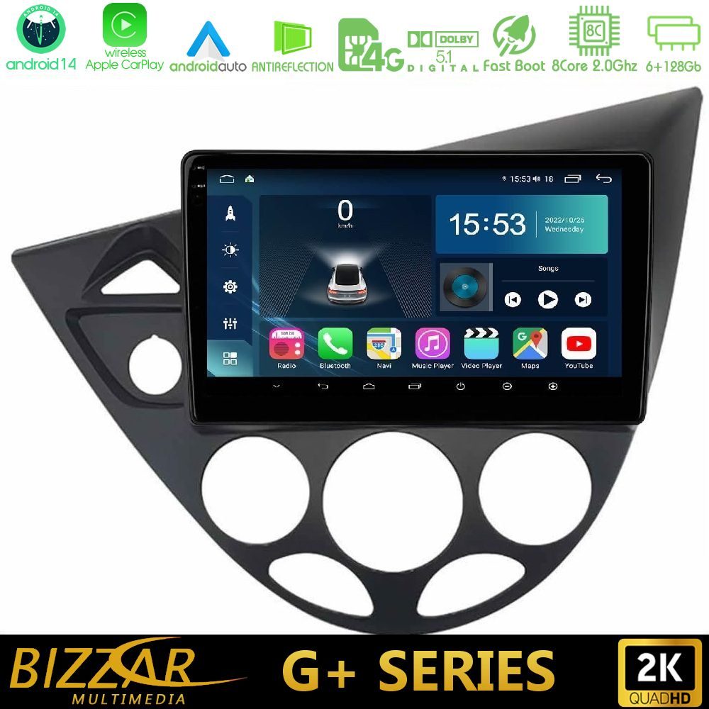 Bizzar G+ Series Ford Focus 1999-2004 8core Android14 6+128GB Navigation Multimedia Tablet 9"