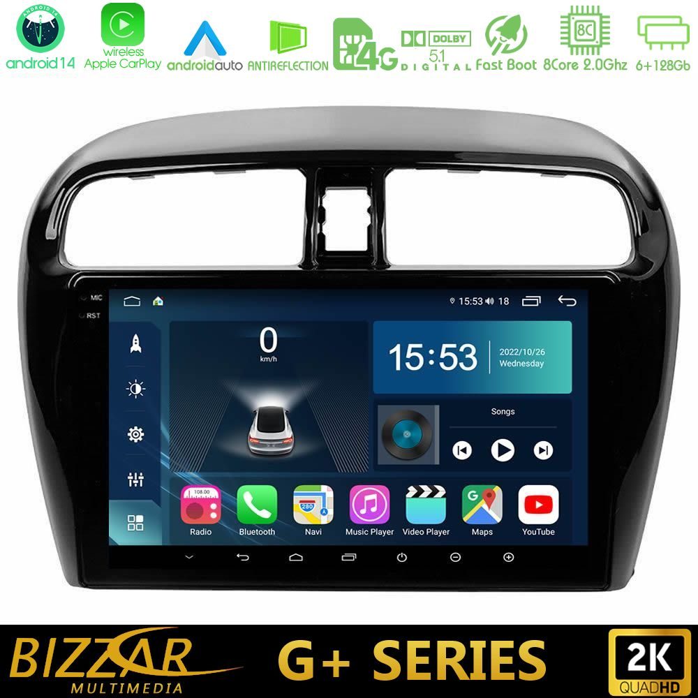 Bizzar G+ Series Mitsubishi Space Star 2013-2016 8core Android14 6+128GB Navigation Multimedia Tablet 9"