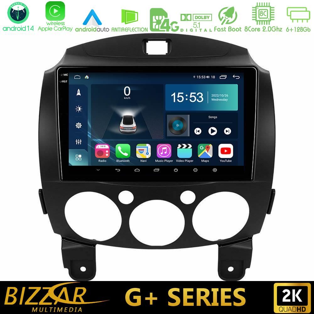 Bizzar G+ Series Mazda 2 2008-2014 8core Android14 6+128GB Navigation Multimedia Tablet 9"