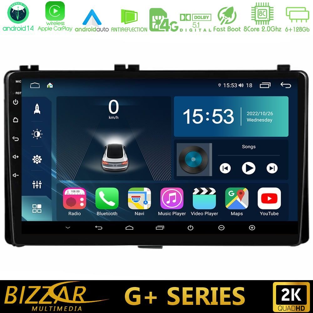 Bizzar G+ Series Toyota Corolla 2017-2019, Auris 2016-2019  8core Android14 6+128GB Navigation Multimedia Tablet 9"