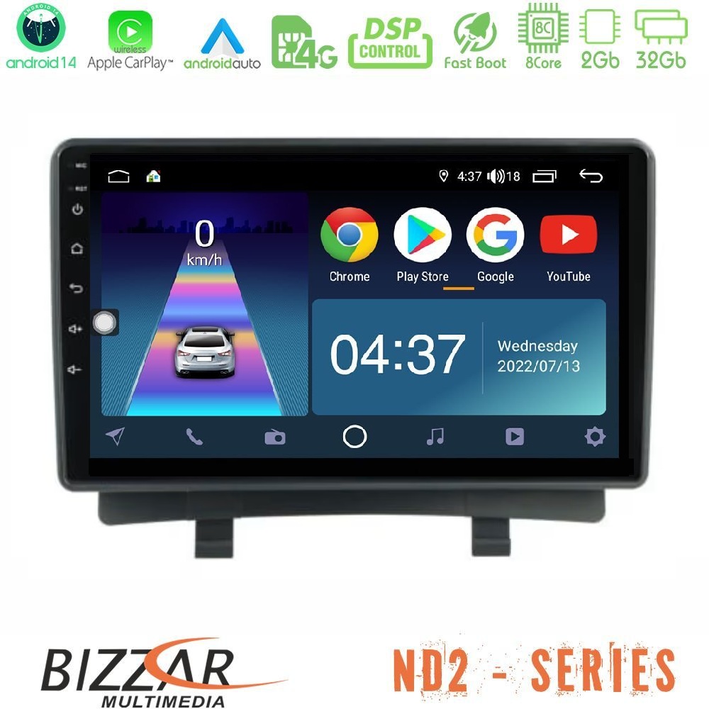 Bizzar ND2 Series 8Core Android14 2+32GB Opel Zafira Navigation Multimedia Tablet 9" Με Carplay & Android Auto