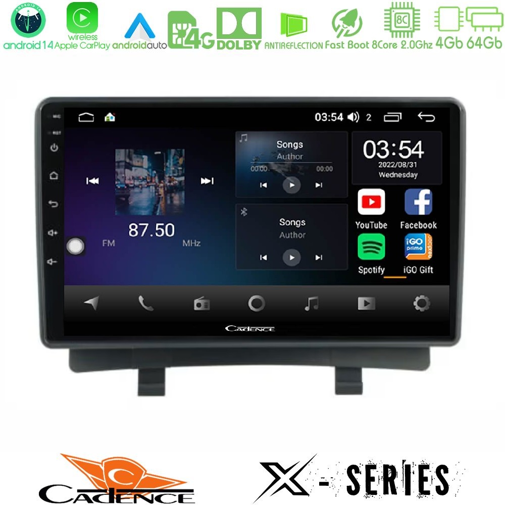 Cadence X Series Opel Zafira 8core Android 14 4+64GB Navigation Multimedia Tablet 9"