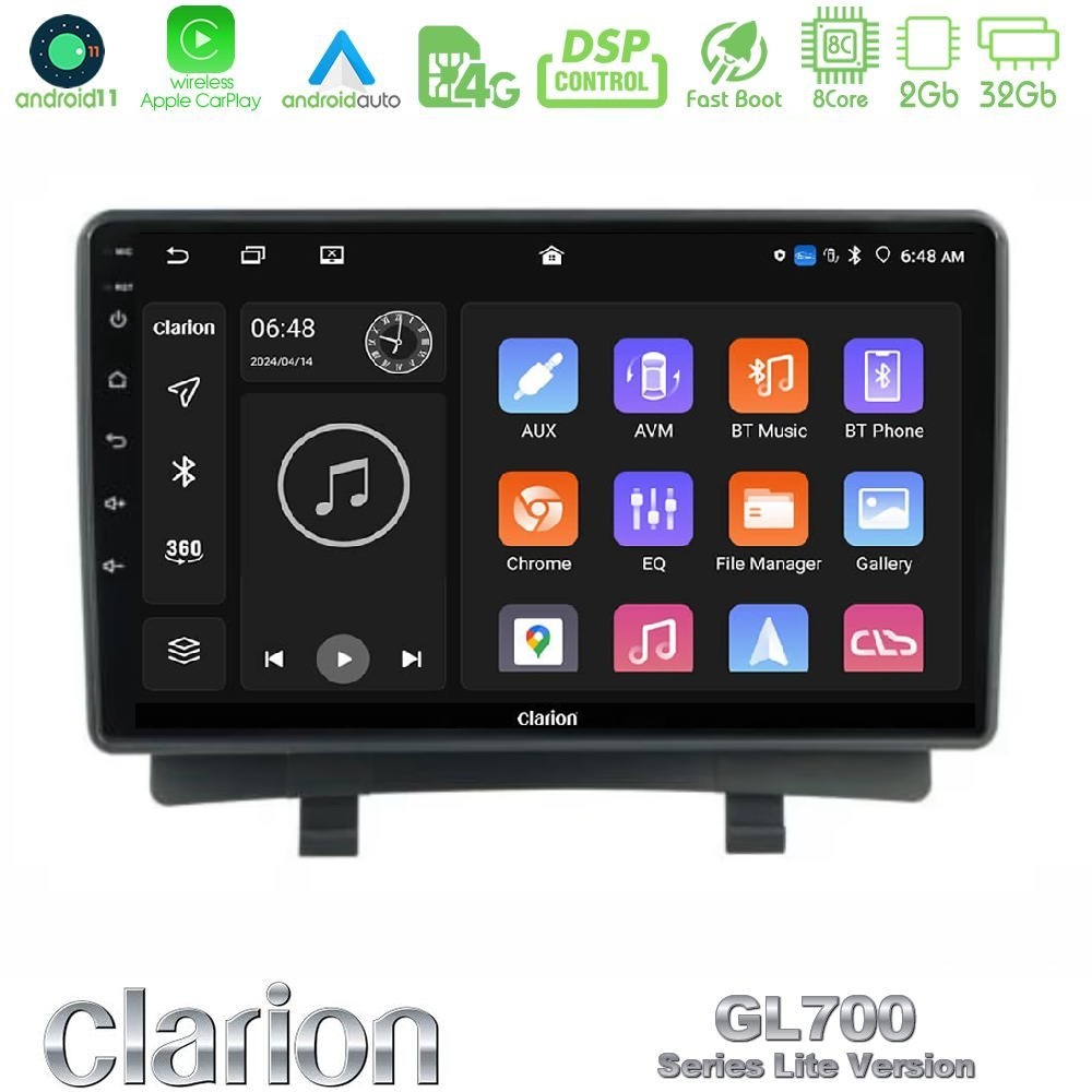 Clarion GL700 Lite Series 8Core Android11 2+32GB Opel Zafira Navigation Multimedia Tablet 9" Με Carplay & Android Auto