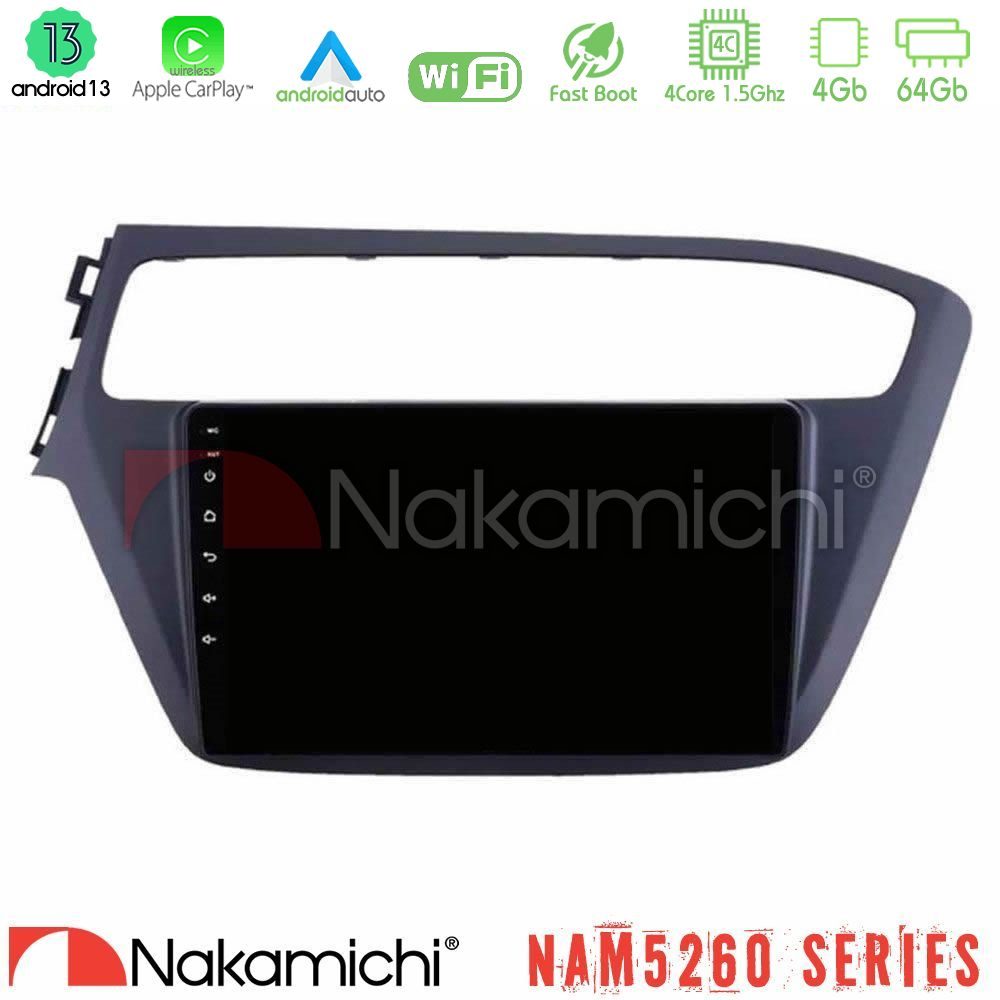 Nakamichi NAM5260 Series 4Core Android13 4+64GB Hyundai i20 2018-2020 Navigation Multimedia Tablet 9" Με Carplay & Android Auto