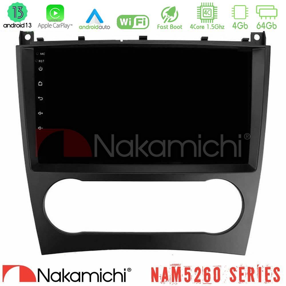 Nakamichi NAM5260 Series 4Core Android13 4+64GB Mercedes W203 Facelift Navigation Multimedia Tablet 9" Με Carplay & Android Auto