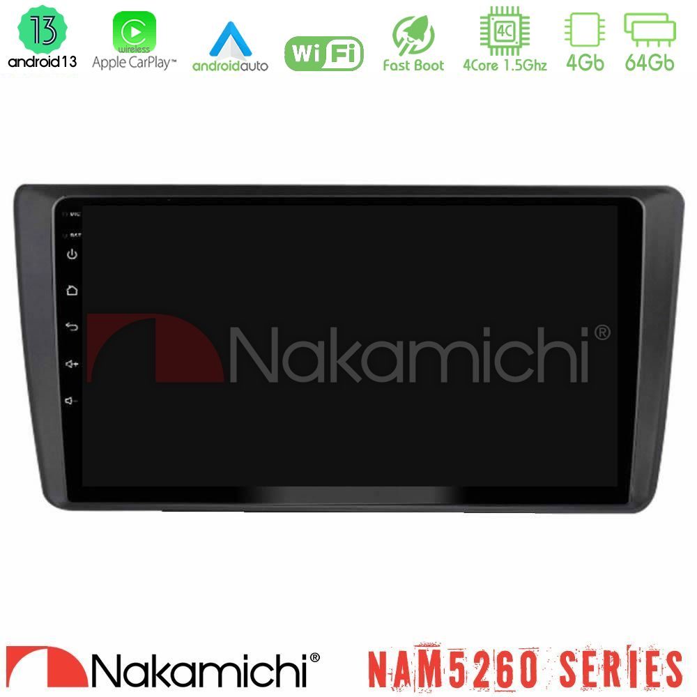 Nakamichi NAM5260 Series Skoda Octavia 2004-2012 4Core Android13 4+64GB Navigation Multimedia Tablet 9" Με Carplay & Android Auto
