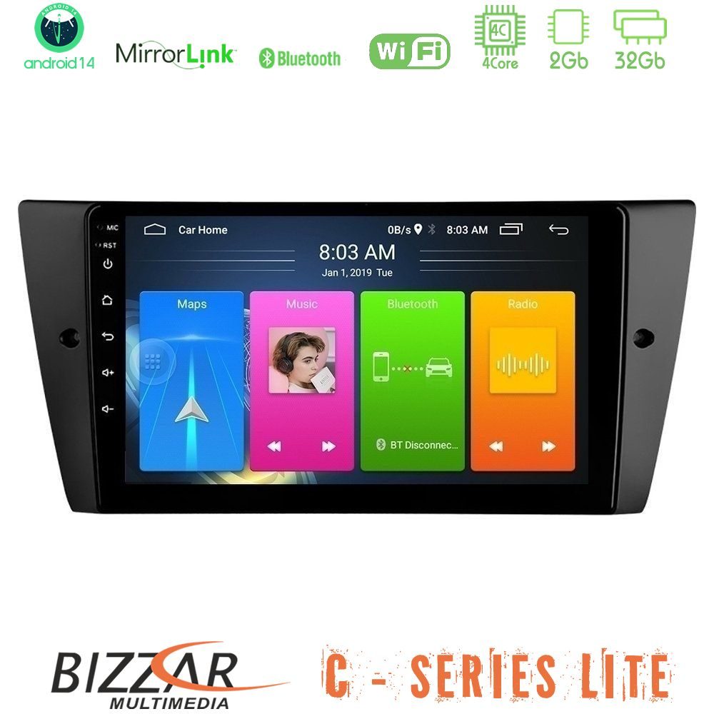 Bizzar C Series Lite 4Core Android14 2+32GB  BMW 3 Series Lite  2006-2011 Navigation Multimedia Tablet 9"