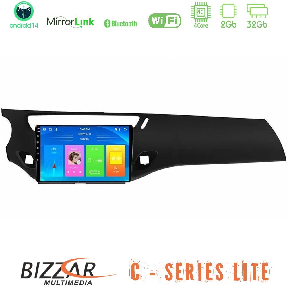 Bizzar C Series Lite 4Core Android14 2+32GB  Citroen C3 2009-2016 Navigation Multimedia Tablet 9"    (Μαύρο γυαλιστερό)