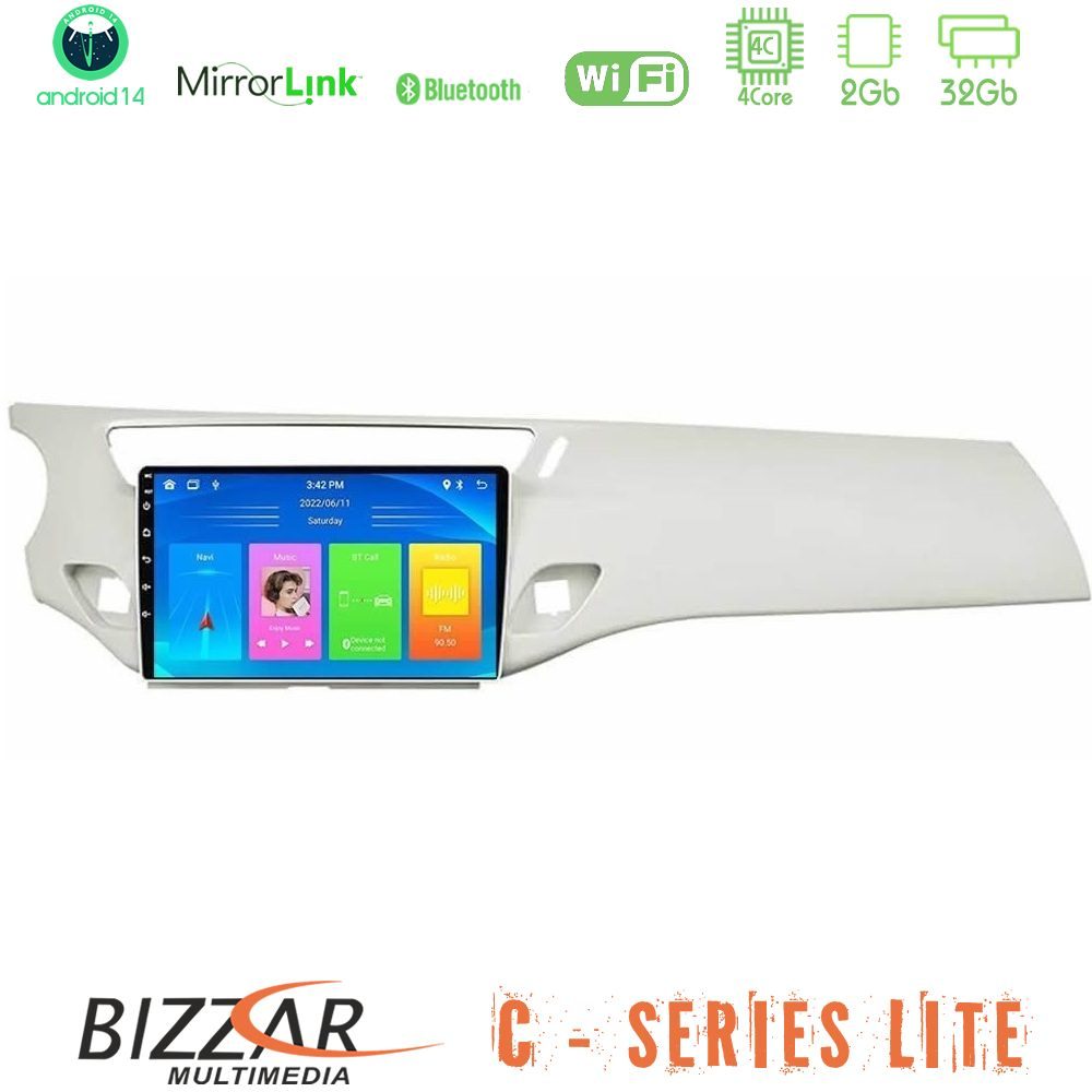 Bizzar C Series Lite 4Core Android14 2+32GB  Citroen C3 2009-2016 Navigation Multimedia Tablet 9"    (Άσπρο)