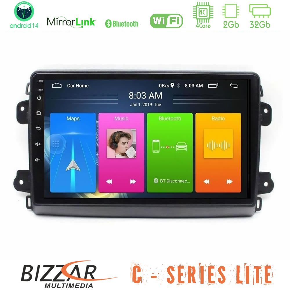 Bizzar C Series Lite 4Core Android14 2+32GB Citroen/Fiat/Opel Navigation Multimedia Tablet 9"