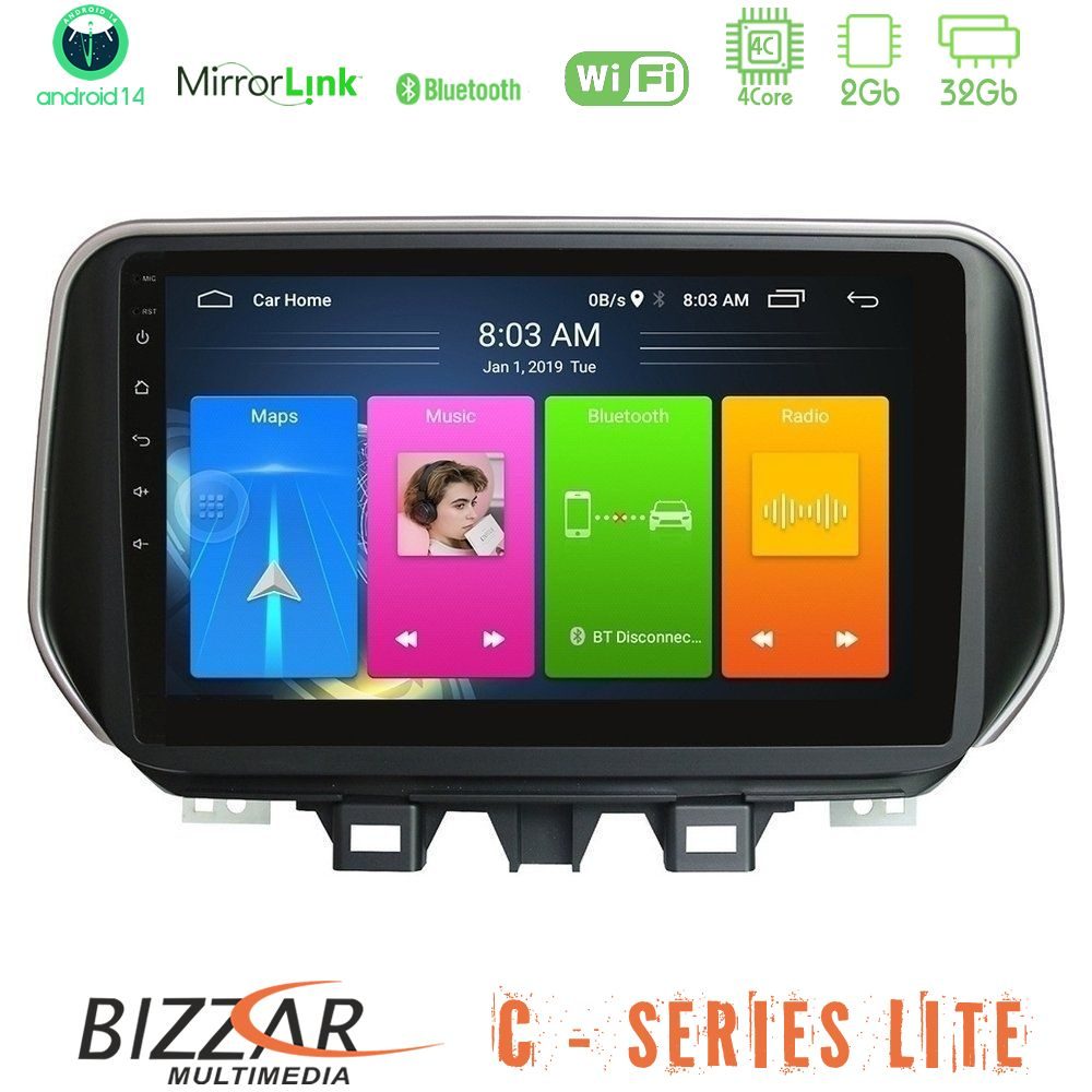 Bizzar C Series Lite 4Core Android14 2+32GB  Hyundai ix35 Navigation Multimedia Tablet 10"