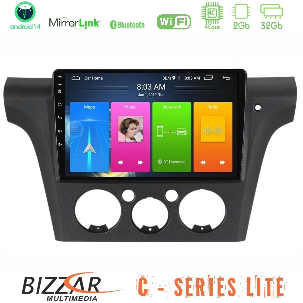 Bizzar C Series Lite 4Core Android14 2+32GB Mitsubishi Outlander 2002 – 2007 Navigation Multimedia Tablet 9"