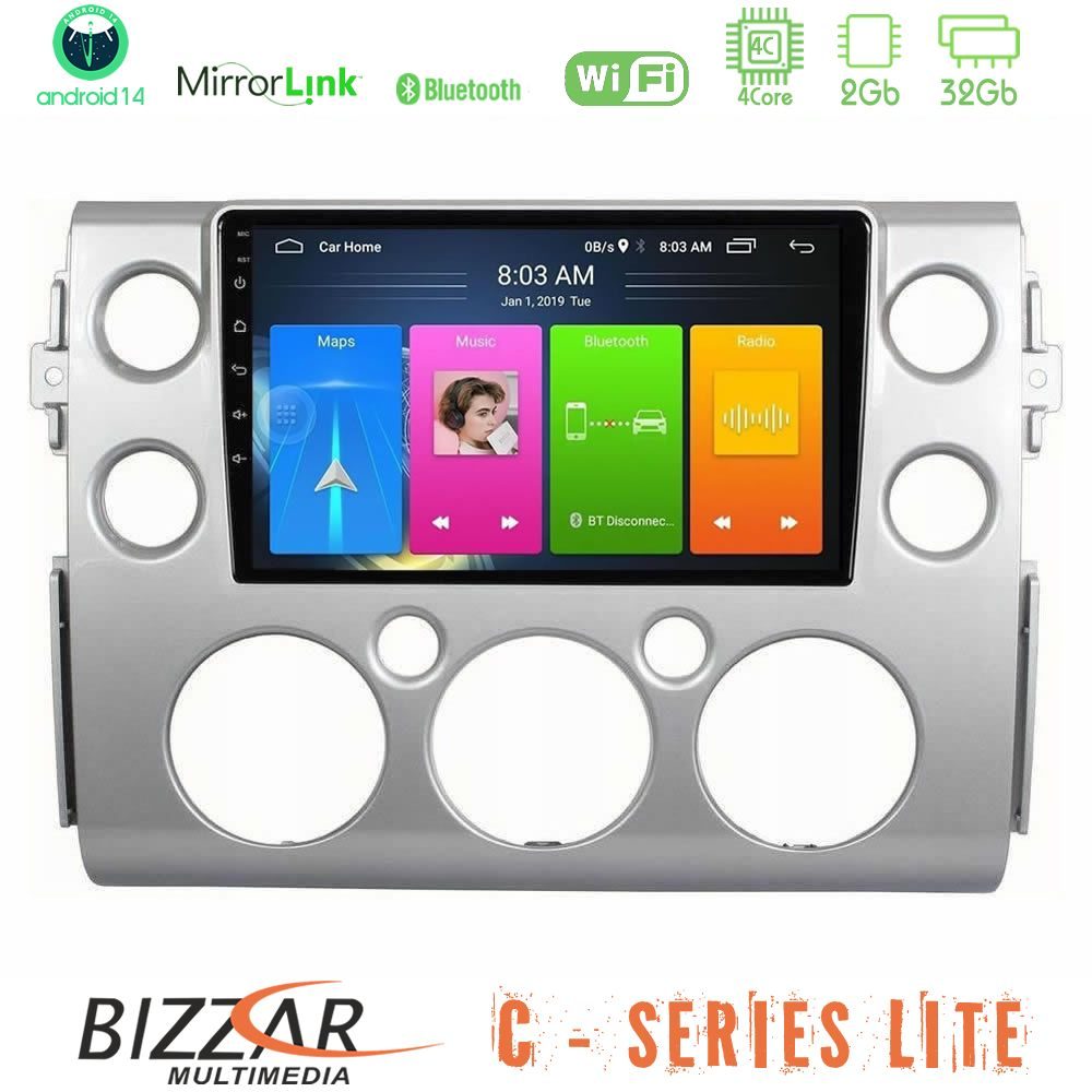 Bizzar C Series Lite 4Core Android14 2+32GB Toyota FJ 2007-2014 Navigation Multimedia Tablet 9"