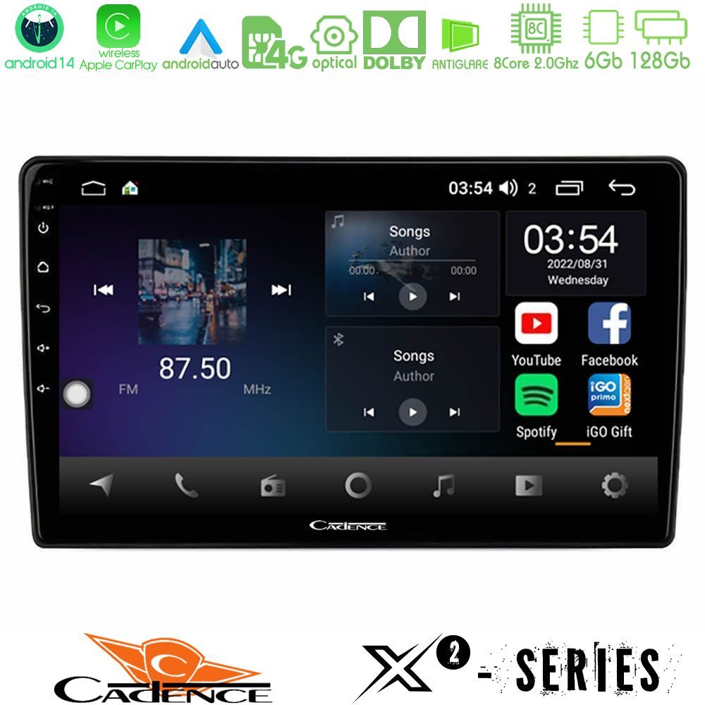 Cadence X2 Series 8Core Android14 6+128GB  Alfa Romeo 159/Brera/Spider Navigation Multimedia Tablet 9"