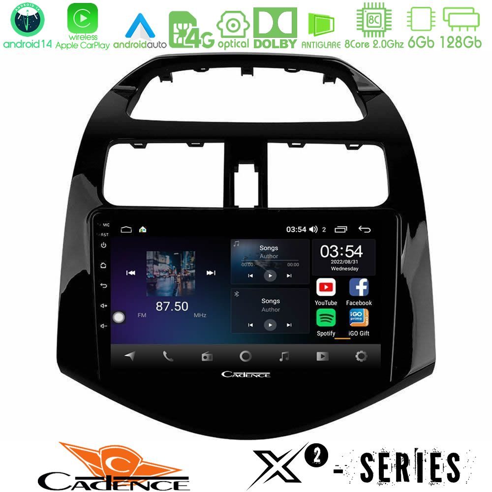 Cadence X2 Series 8Core Android14 6+128GB  Chevrolet Spark 2009-2015 Navigation Multimedia Tablet 9"