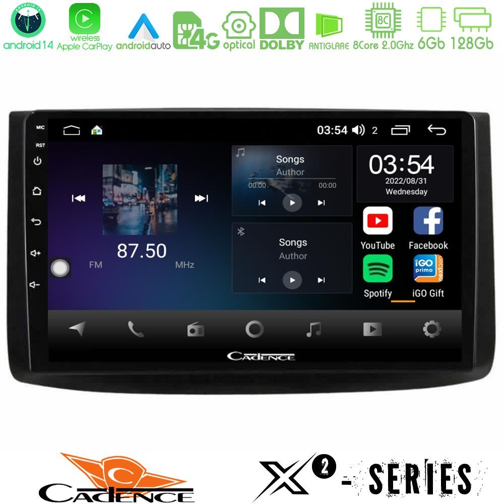 Cadence X2 Series 8Core Android14 6+128GB  Chevrolet Aveo 2006-2010 Navigation Multimedia Tablet 9"