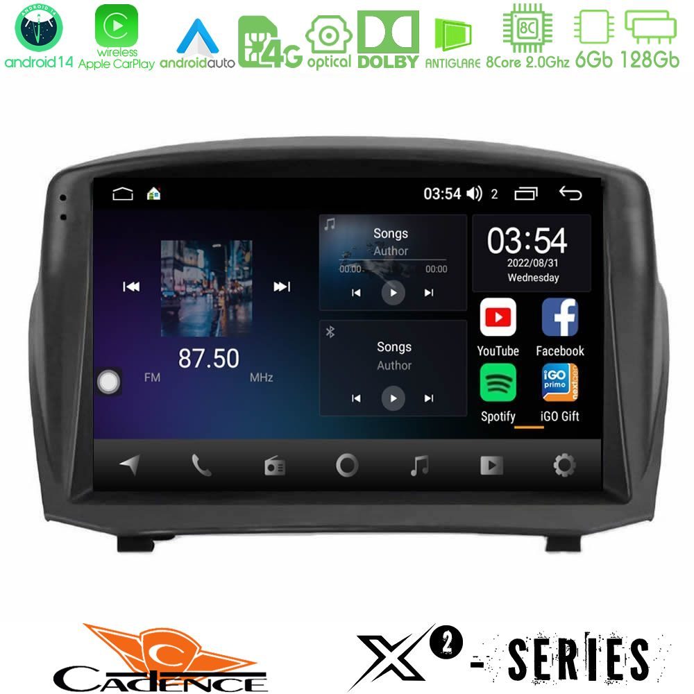 Cadence X2 Series 8Core Android14 6+128GB  Ford Fiesta 2008-2012 Navigation Multimedia Tablet 9" (Oem Style)
