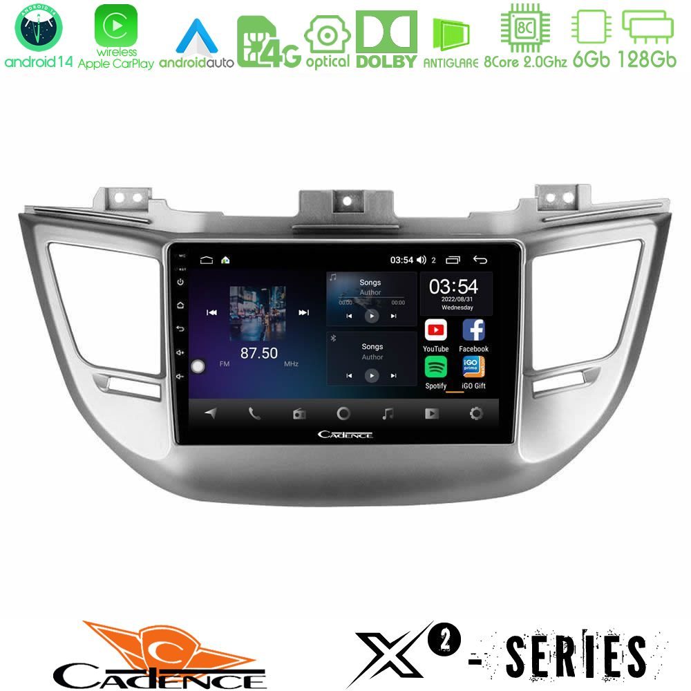 Cadence X2 Series 8Core Android14 6+128GB  Hyundai Tucson 2015-2018 Navigation Multimedia Tablet 9"